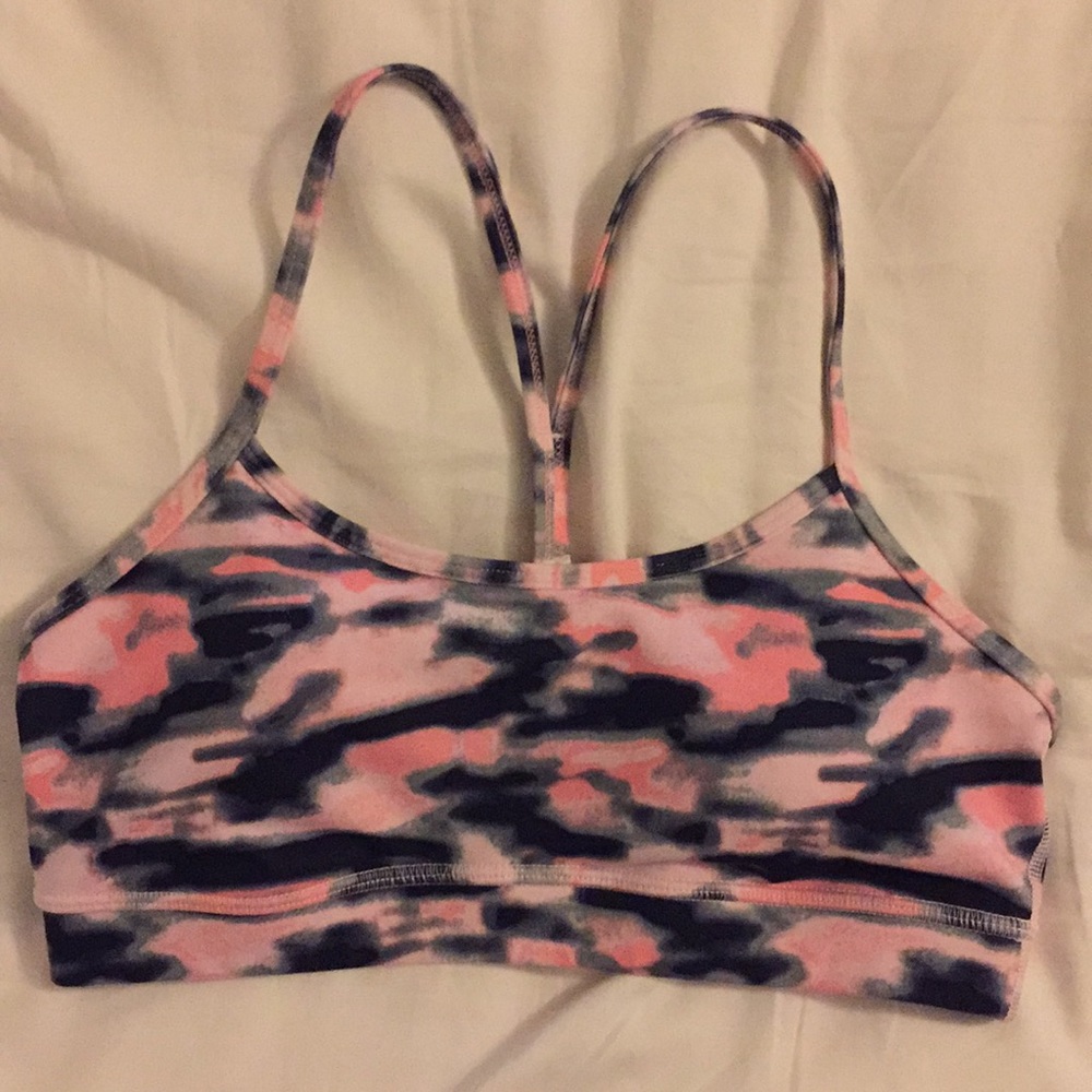 Lululemon Pink Camo Flow Y-Back Sports Bra